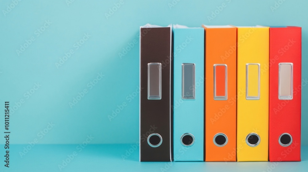 Colorful File Folders on a Blue Background. Colorful File Folders on a Blue Background.