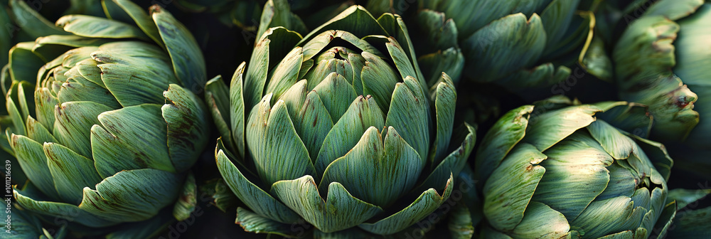 Fototapeta premium close up of artichokes, full frame, food advertising