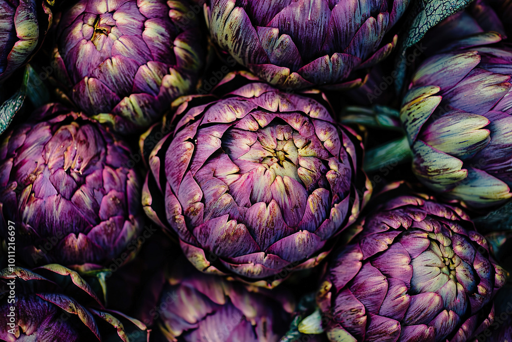 Fototapeta premium close up of artichokes, full frame, food advertising