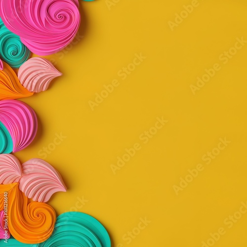 3D Colorful Swirls on Yellow Background for Diwali Festival Greeting and Celebration