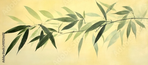 Elegant Bamboo Branch Watercolor Painting