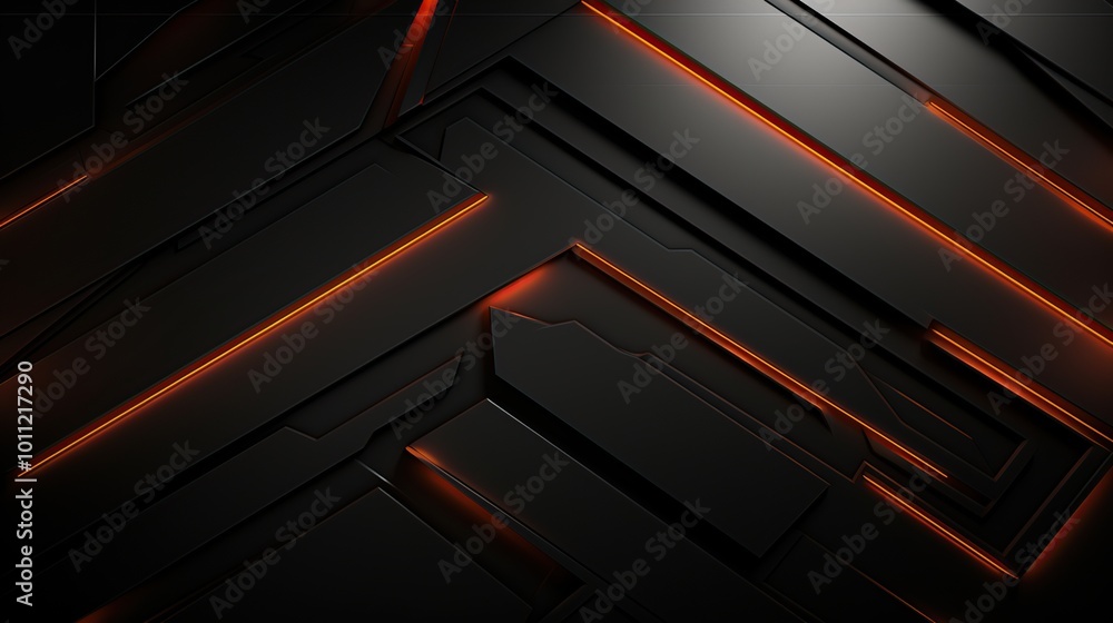 Abstract dark background with glowing orange lines, modern technology design. Futuristic, cyberpunk, sci fi, digital art. Abstract dark background with glowing orange lines, modern technology design. Futuristic, cyberpunk, sci fi, digital art.