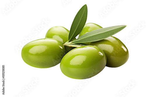 Wallpaper Mural Fresh green olives with leaves isolated Torontodigital.ca