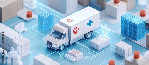 Delivery Truck With Medical Supplies