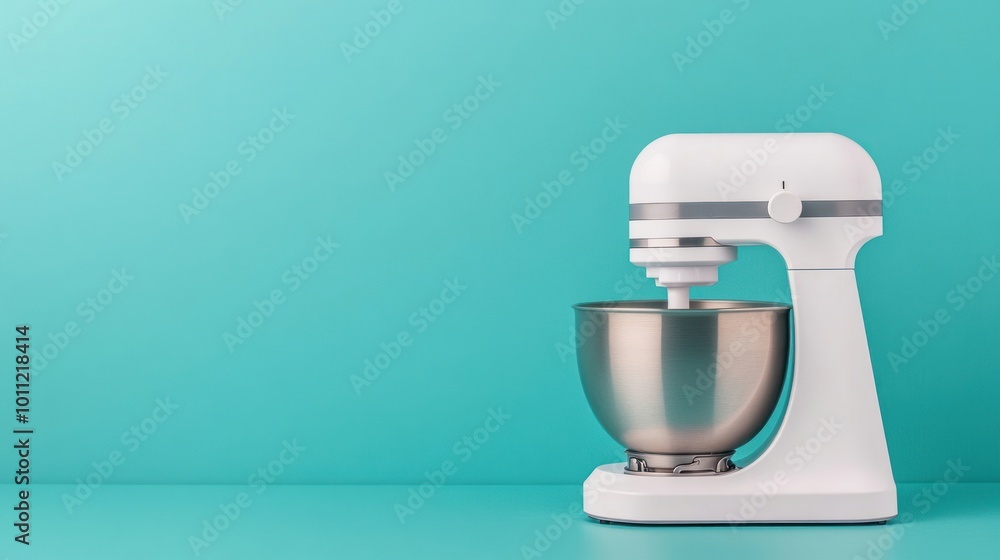 White Stand Mixer on Turquoise Background. White Stand Mixer on Turquoise Background.