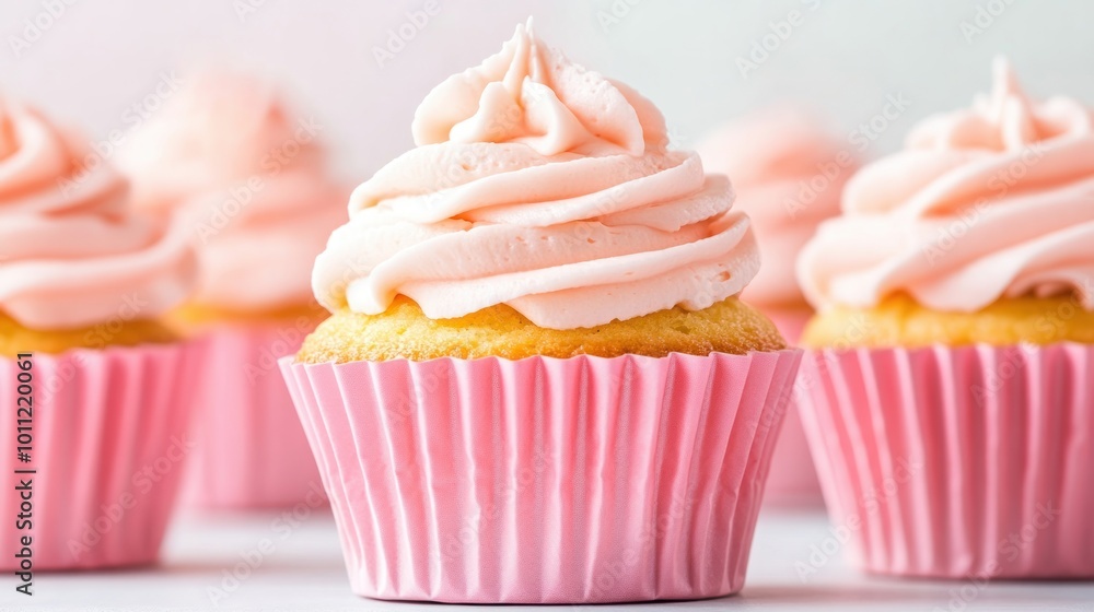 Pink Cupcakes with Swirled Frosting. Pink Cupcakes with Swirled Frosting.