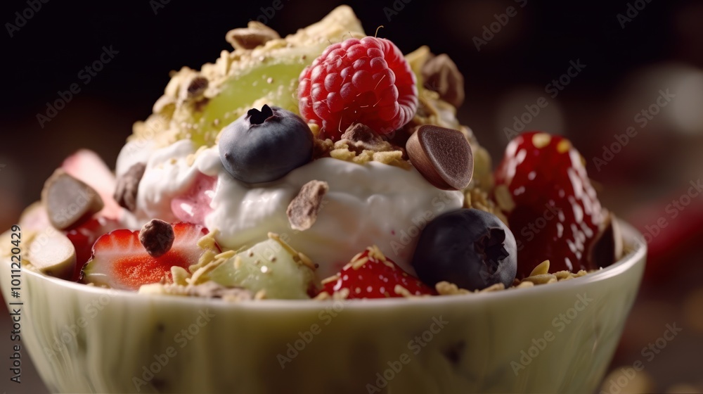 Delicious Parfait with Fresh Fruits, Granola, and Yogurt Delicious Parfait with Fresh Fruits, Granola, and Yogurt
