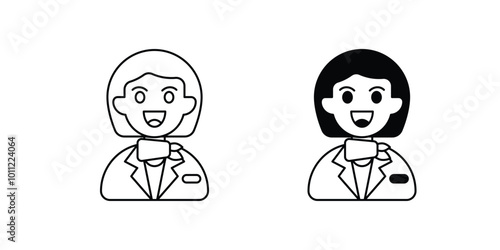 Air Hostess set icon with white background vector stock illustration