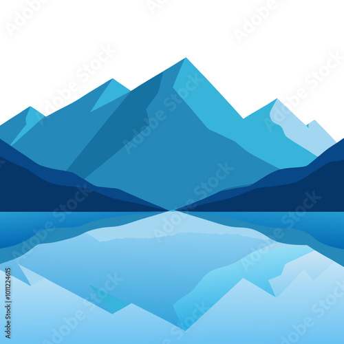 Mountain Reflection in Serene Lake Vector Illustration for Nature Lovers 