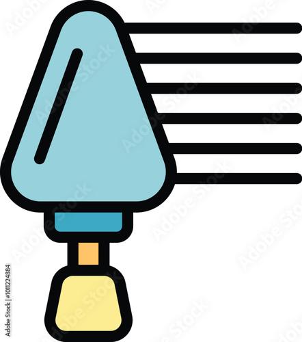 Trowel spreading mortar, plaster or concrete leaving textured lines, a colorful icon illustration
