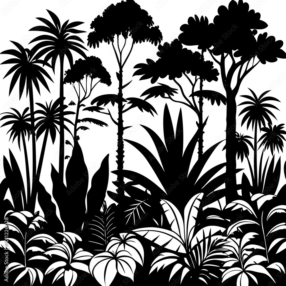 Vivid Vector Illustration of a Lush Tropical Rainforest Teeming with Life
Vivid Vector Illustration of a Lush Tropical Rainforest Teeming with Life