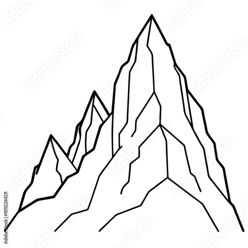 Jagged Mountain Cliff with Craggy Rocks in Stunning Vector Illustration
