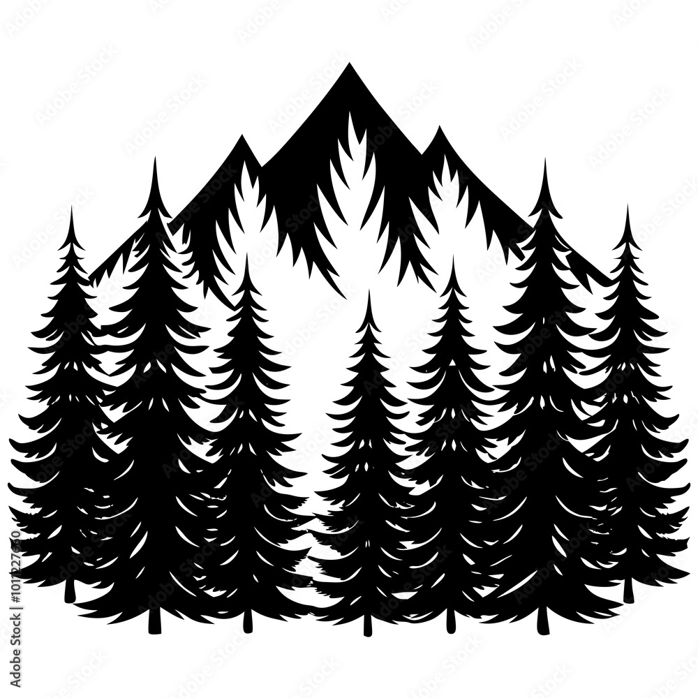 Serene Pine Tree Forest Nestled at the Base Vector Illustration of Lush Greenery
Serene Pine Tree Forest Nestled at the Base Vector Illustration of Lush Greenery