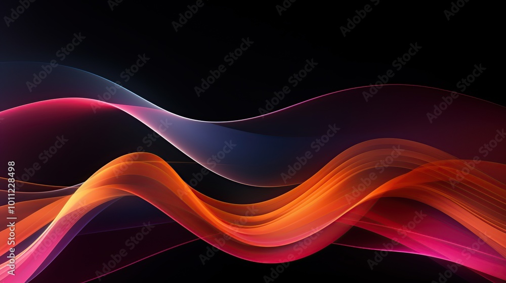Abstract Background with Colorful Wavy Lines on Black Background Abstract Background with Colorful Wavy Lines on Black Background