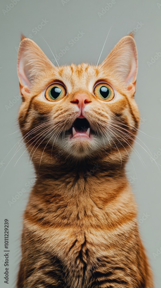 Ginger Cat with Surprised Expression and Wide Eyes Isolated on White Background Ginger Cat with Surprised Expression and Wide Eyes Isolated on White Background
