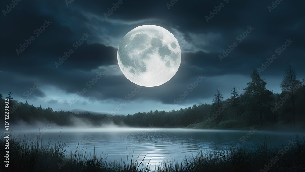 full moon over lake full moon over lake