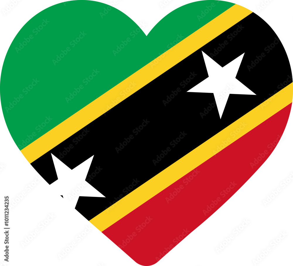 Heart Icon on SAINT KITTS & NEVIS Flag Heart Icon on SAINT KITTS & NEVIS Flag