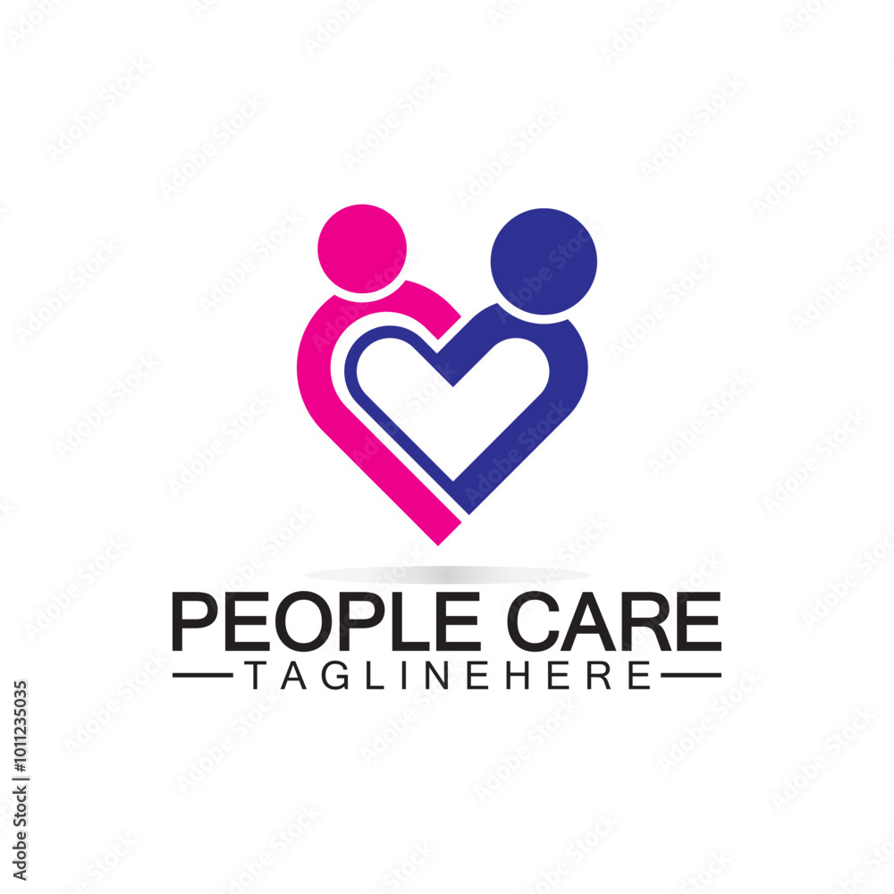 People Care logo with heart and person symbol design. logo Love and Care for Charity and support People People Care logo with heart and person symbol design. logo Love and Care for Charity and support People