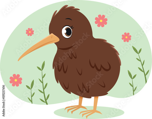 Cute Australian bird cockatiel parrot, vector illustration for kids