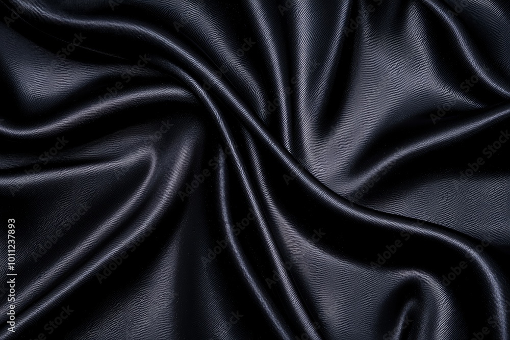 Obraz premium A close-up view of dark, smooth fabric, showcasing luxurious textures and intricate folds, perfect for fashion and design applications.