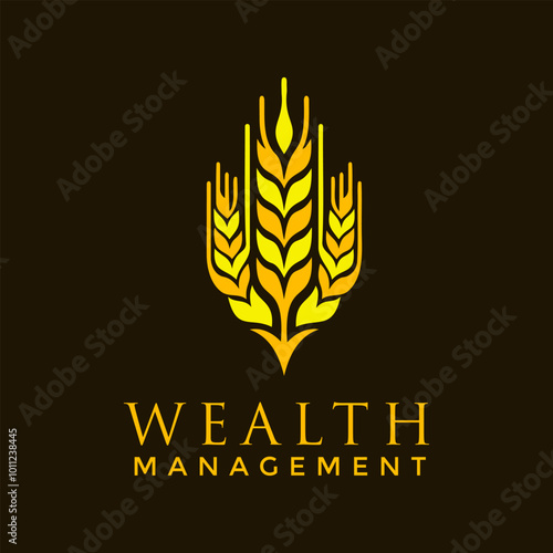 Golden Wheat Crop Vector Logo 