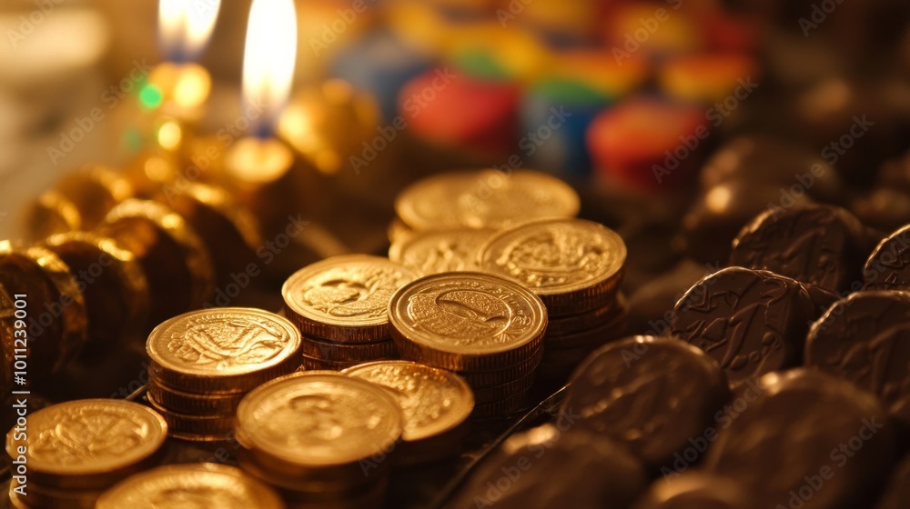Chocolate coins, dreidels for Hanuka. Chocolate coins, dreidels for Hanuka.