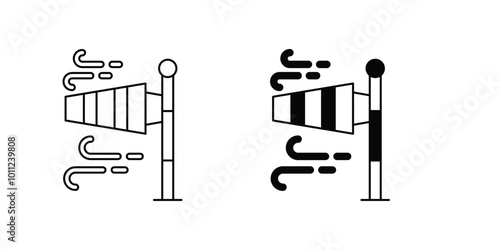 Windsock set icon with white background vector stock illustration