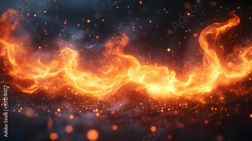 Fire flame texture on a black background close-up view. The image captures the vibrant colors and intricate details of the flames, making it ideal for backgrounds or creative projects involving heat a