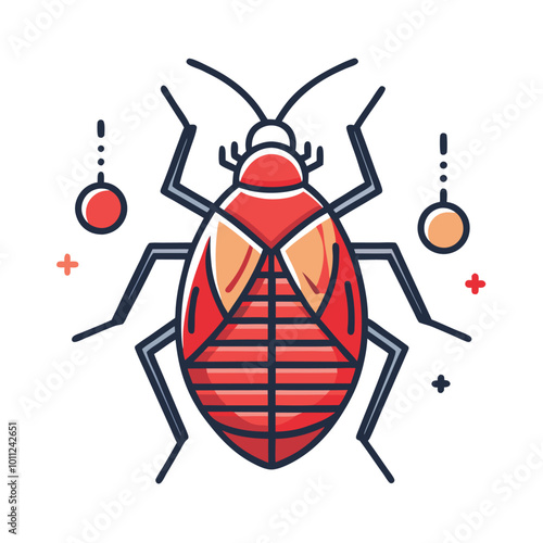 Bug line icon vector illustration set Bedbug insect coloring on a white background