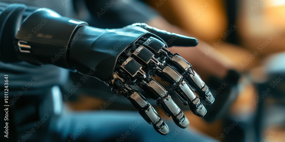 Close-up of a robotic hand showcasing advanced technology and intricate design in a futuristic setting. Close-up of a robotic hand showcasing advanced technology and intricate design in a futuristic setting.