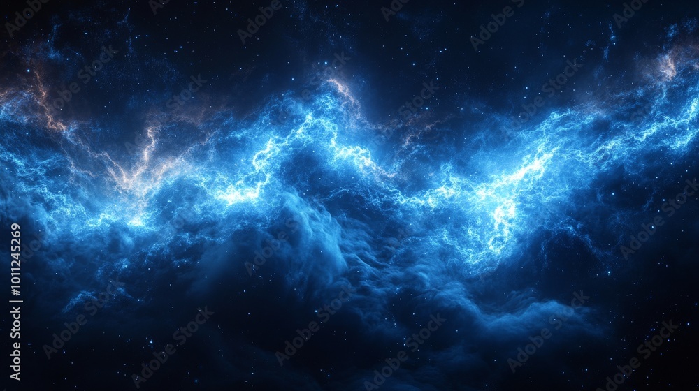 Fototapeta premium Dramatic Blue Thunder and Lightning Energy with Electric Storm Effects