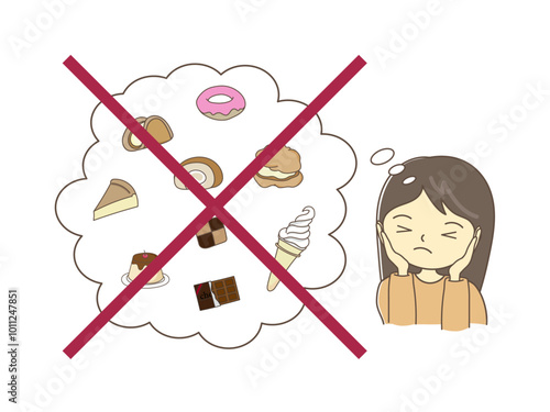 ダイエットで甘いものを控える女性