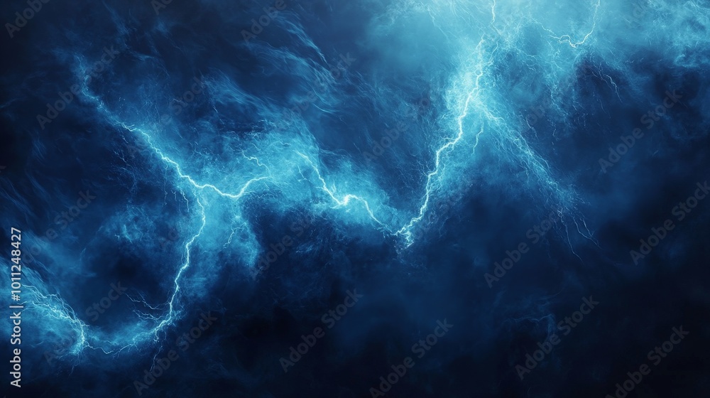 Intense Blue Lightning and Electric Energy Burst in a Dark Sky for Dynamic Technology Background Intense Blue Lightning and Electric Energy Burst in a Dark Sky for Dynamic Technology Background
