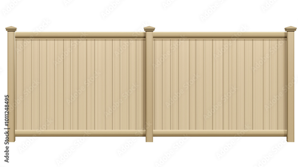 Vinyl beige privacy fence with modern look isolated on transparent background, , clipping paths for design and decoration Vinyl beige privacy fence with modern look isolated on transparent background, , clipping paths for design and decoration
