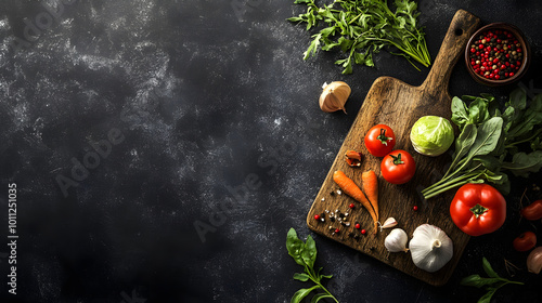 Fresh Vegetables on a Rustic Wooden Board - Food Photography