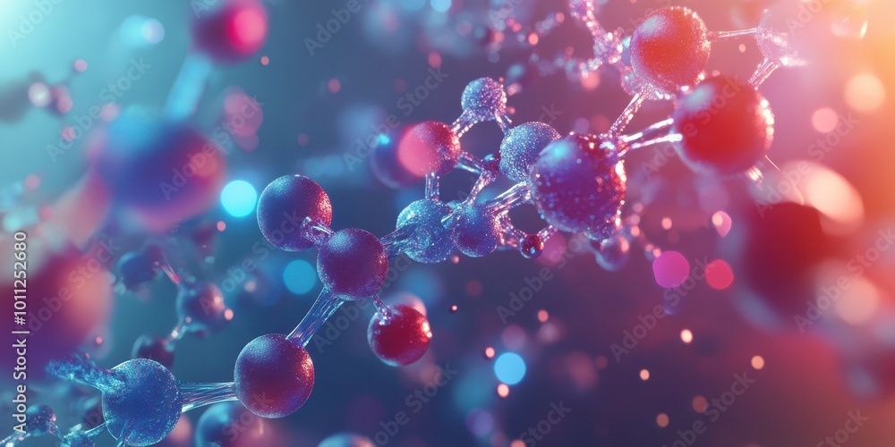 Vibrant molecular structure featuring colorful atoms and particles, symbolizing scientific discovery and innovation. Vibrant molecular structure featuring colorful atoms and particles, symbolizing scientific discovery and innovation.