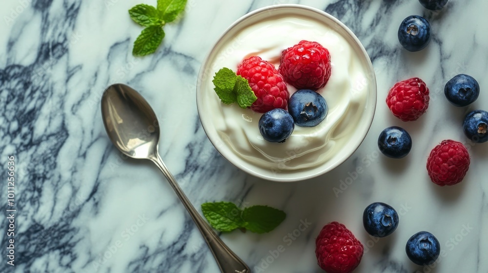 Delicious yogurt on marble. Delicious yogurt on marble.