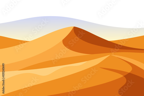 Enchanting Vector Art of Soft Rolling Sand Dunes at Sunrise
