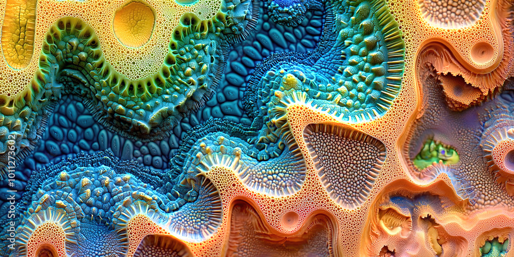A colorful, abstract painting of a sea creature with a blue and orange swirl A colorful, abstract painting of a sea creature with a blue and orange swirl