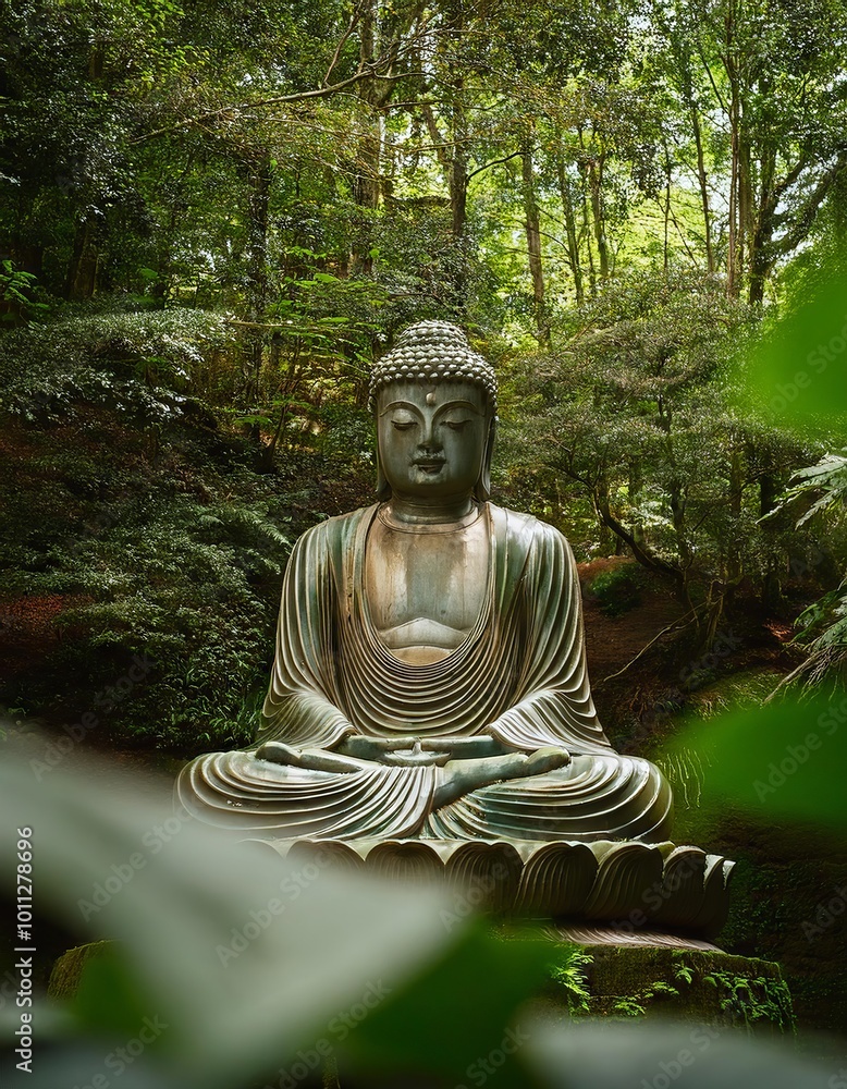 Buddha statue in the forest, Thailand. (Soft focus) Buddha statue in the forest, Thailand. (Soft focus)