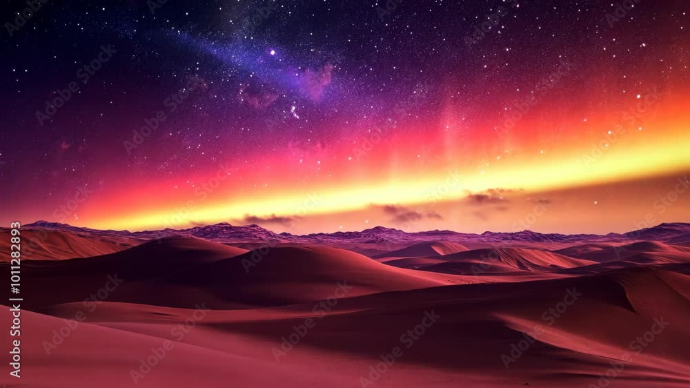 A starry night sky over a vast desert landscape A starry night sky over a vast desert landscape