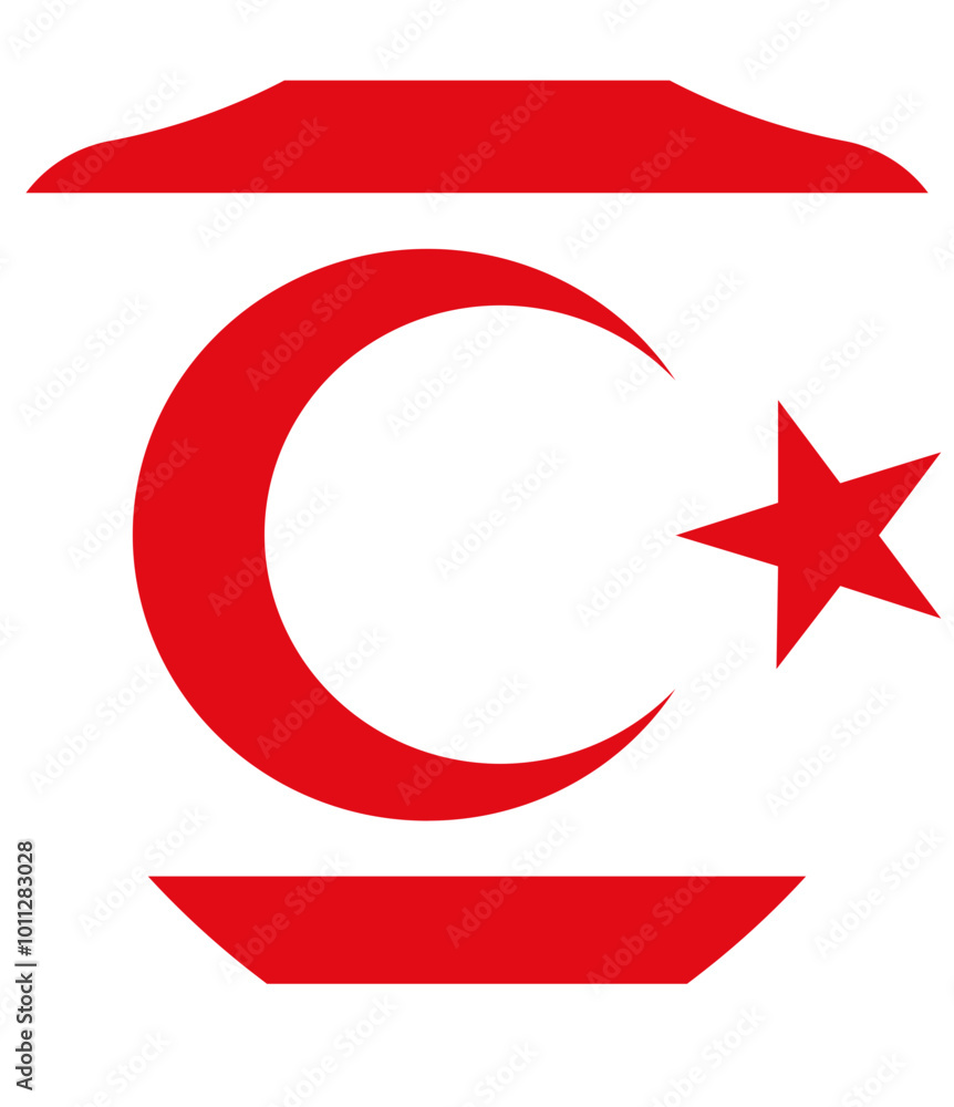 Northern Cyprus flag on shield shape Northern Cyprus flag on shield shape