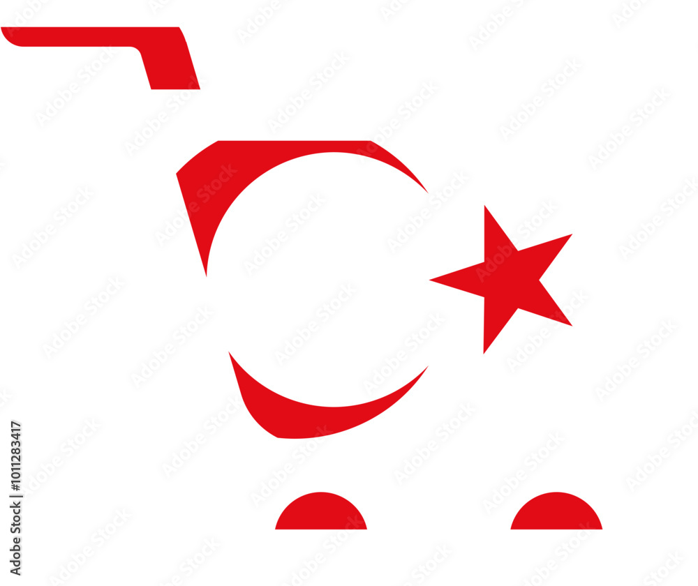 Northern Cyprus flag on mono cart icon Northern Cyprus flag on mono cart icon
