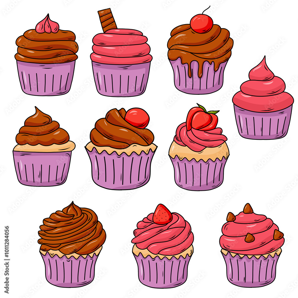 collection of cupcakes with cream collection of cupcakes with cream