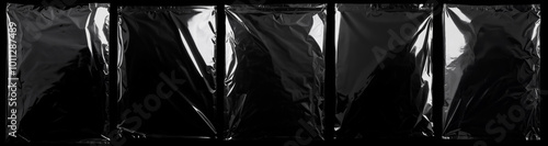 Obraz na płótnie set of transparent crumpled plastic packs. surface overlay. black background. w salonie