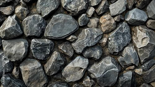 Wallpaper Mural A close-up view of a stone wall, showcasing the rough texture and natural shapes of the rocks Torontodigital.ca