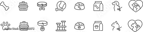 Obraz na płótnie Pets cat or dog, veterinarians, pet shop, information about your pets - minimal thin line web network icon w salonie