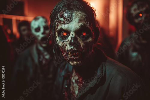 Person with Terrorific zombie costume for halloween parties