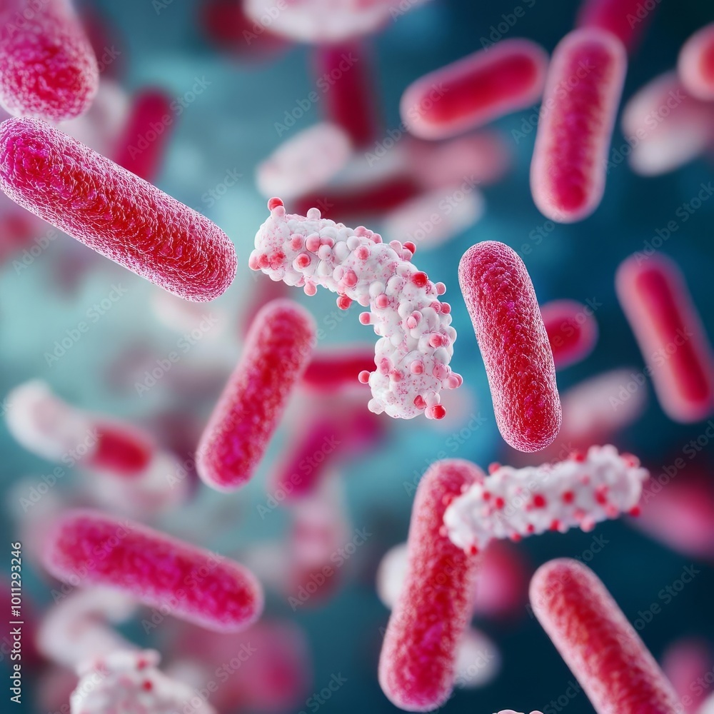 Antibiotic resistance spreading among bacteria, genetic mutation, 3D illustration Antibiotic resistance spreading among bacteria, genetic mutation, 3D illustration