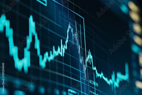 Digital graph displaying data movements and market trends.